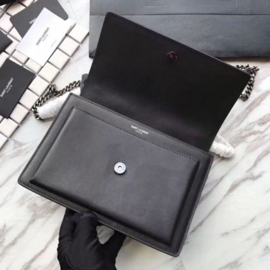 Fake YSL Saint Laurent Medium Sunset Star Bag Black Replica