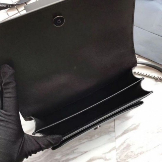 Fake YSL Saint Laurent Medium Sunset Star Bag Black Replica