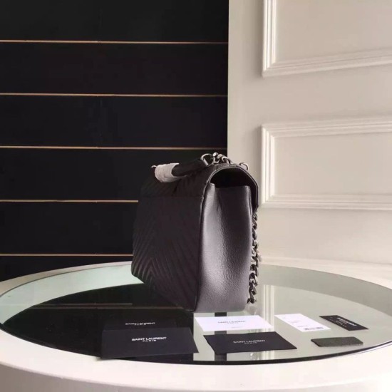 Replica Saint Laurent Large Monogram College Bag in Anthracite Goatskin