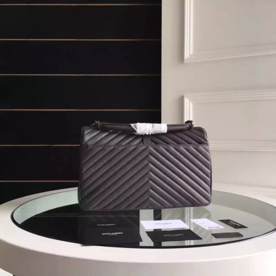 Replica Saint Laurent Large Monogram College Bag in Anthracite Goatskin