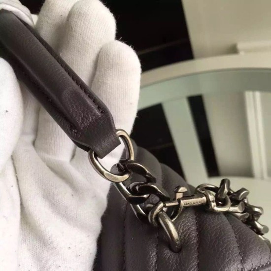 Replica Saint Laurent Large Monogram College Bag in Anthracite Goatskin