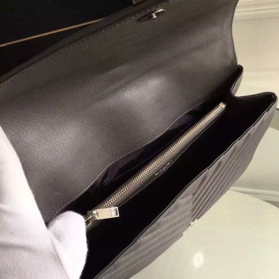 Replica Saint Laurent Large Monogram College Bag in Anthracite Goatskin