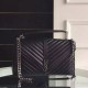 Replica Saint Laurent Large Monogram College Bag in Black Goatskin