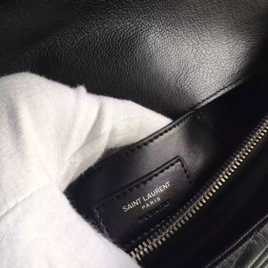 Replica Saint Laurent Large Monogram College Bag in Black Goatskin