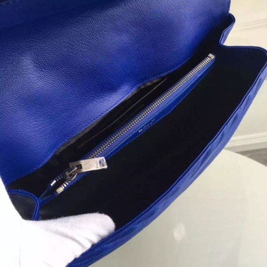 Replica Saint Laurent Large Monogram College Bag in Blue Goatskin