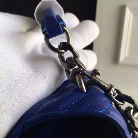 Replica Saint Laurent Large Monogram College Bag in Blue Goatskin