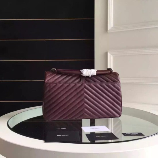 Fake Saint Laurent Large Monogram College Bag in Burgundy Goatskin Replica Fake Saint Laurent Large Monogram College Bag in Burgundy Goatskin Replica