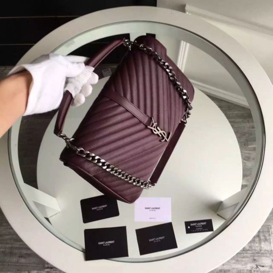 Fake Saint Laurent Large Monogram College Bag in Burgundy Goatskin Replica Fake Saint Laurent Large Monogram College Bag in Burgundy Goatskin Replica