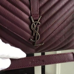 Fake Saint Laurent Large Monogram College Bag in Burgundy Goatskin Replica