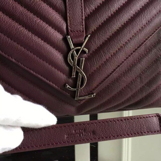 Fake Saint Laurent Large Monogram College Bag in Burgundy Goatskin Replica Fake Saint Laurent Large Monogram College Bag in Burgundy Goatskin Replica
