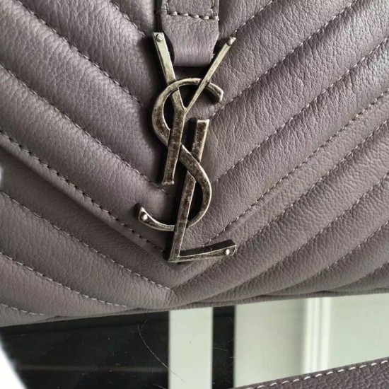 Replica Saint Laurent Large Monogram College Bag in Grey Goatskin