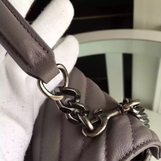 Replica Saint Laurent Large Monogram College Bag in Grey Goatskin