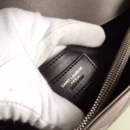 Replica Saint Laurent Large Monogram College Bag in Grey Goatskin