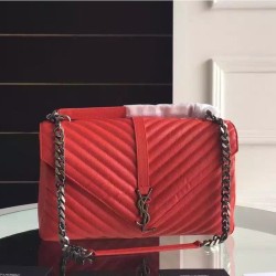 Fake Saint Laurent Large Monogram College Bag in Red Goatskin Replica