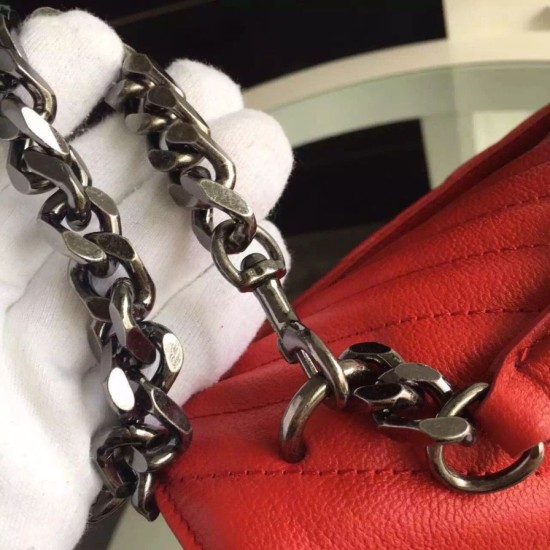Fake Saint Laurent Large Monogram College Bag in Red Goatskin Replica