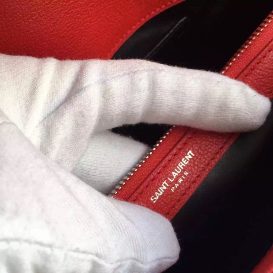 Fake Saint Laurent Large Monogram College Bag in Red Goatskin Replica