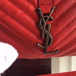 Fake Saint Laurent Large Monogram College Bag in Red Goatskin Replica