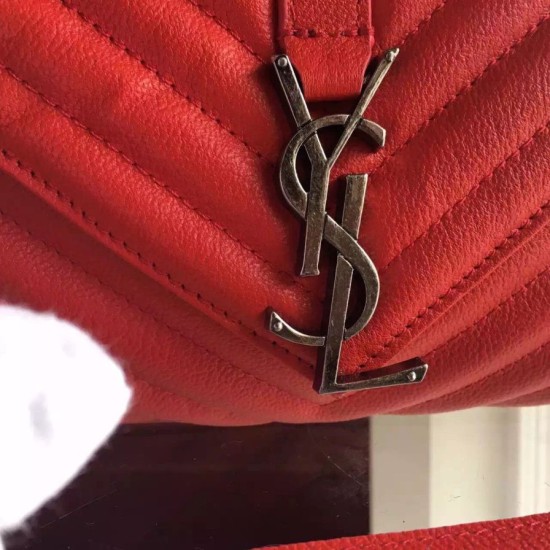 Fake Saint Laurent Large Monogram College Bag in Red Goatskin Replica