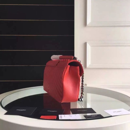 Fake Saint Laurent Large Monogram College Bag in Red Goatskin Replica