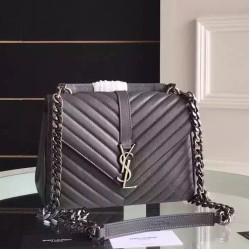 Replica Saint Laurent Medium Monogram College Bag in Anthracite Goatskin