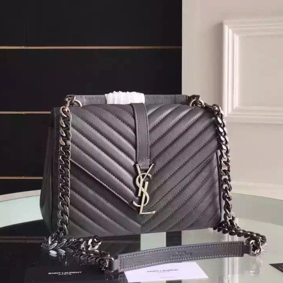 Fake Saint Laurent Medium Monogram College Bag in Anthracite Goatskin Replica Replica Saint Laurent Medium Monogram College Bag in Anthracite Goatskin