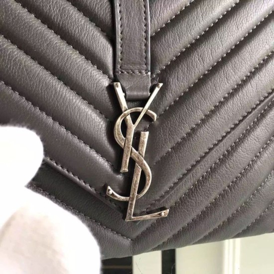 Fake Saint Laurent Medium Monogram College Bag in Anthracite Goatskin Replica Replica Saint Laurent Medium Monogram College Bag in Anthracite Goatskin