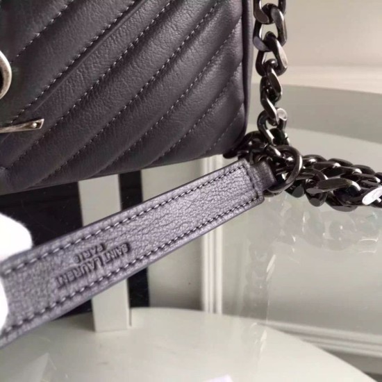 Fake Saint Laurent Medium Monogram College Bag in Anthracite Goatskin Replica Replica Saint Laurent Medium Monogram College Bag in Anthracite Goatskin