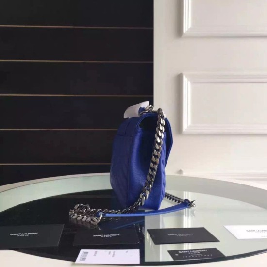 Replica Saint Laurent Medium Monogram College Bag in Blue Goatskin