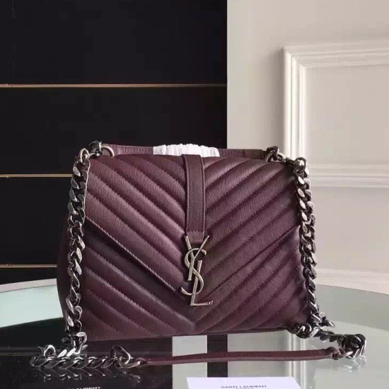 Replica Saint Laurent Medium Monogram College Bag in Burgundy Goatskin Replica Saint Laurent Medium Monogram College Bag in Burgundy Goatskin