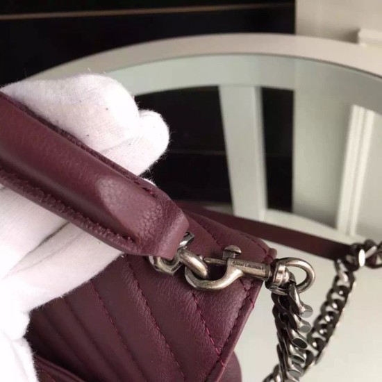 Replica Saint Laurent Medium Monogram College Bag in Burgundy Goatskin Replica Saint Laurent Medium Monogram College Bag in Burgundy Goatskin