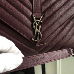 Replica Saint Laurent Medium Monogram College Bag in Burgundy Goatskin
