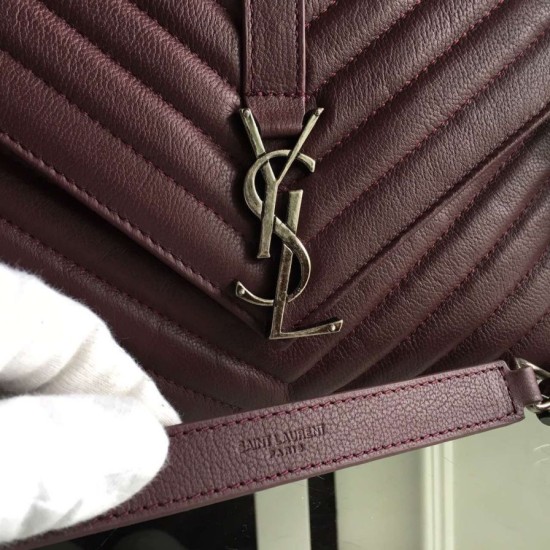 Replica Saint Laurent Medium Monogram College Bag in Burgundy Goatskin Replica Saint Laurent Medium Monogram College Bag in Burgundy Goatskin