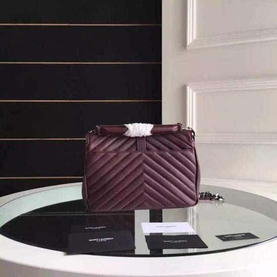Replica Saint Laurent Medium Monogram College Bag in Burgundy Goatskin Replica Saint Laurent Medium Monogram College Bag in Burgundy Goatskin