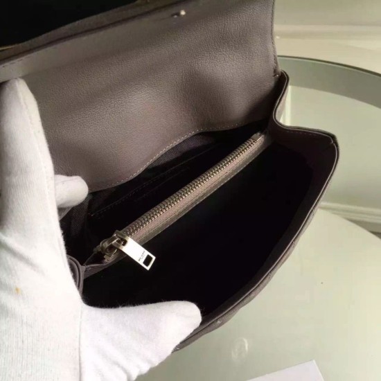 Replica Saint Laurent Medium Monogram College Bag in Grey Goatskin