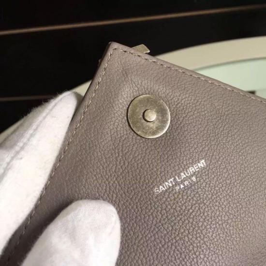 Replica Saint Laurent Medium Monogram College Bag in Grey Goatskin