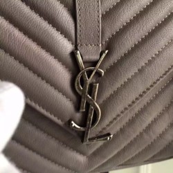 Replica Saint Laurent Medium Monogram College Bag in Grey Goatskin