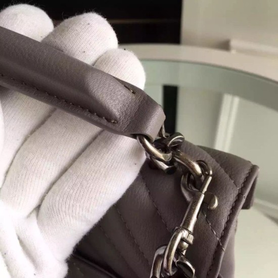 Replica Saint Laurent Medium Monogram College Bag in Grey Goatskin