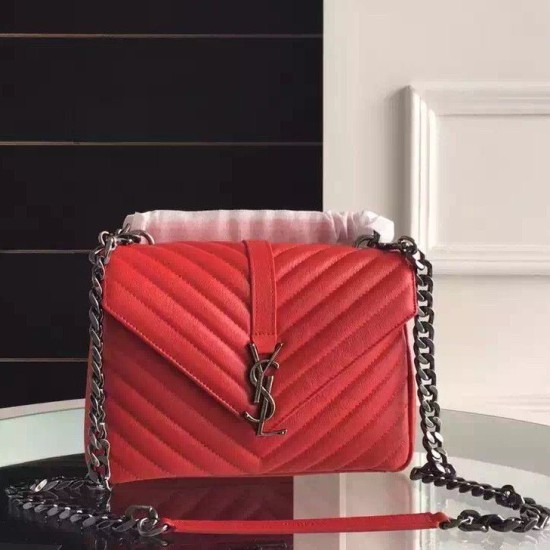 Replica Saint Laurent Medium Monogram College Bag in Red Goatskin