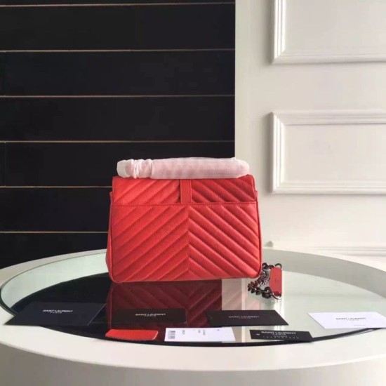 Replica Saint Laurent Medium Monogram College Bag in Red Goatskin