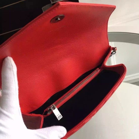 Replica Saint Laurent Medium Monogram College Bag in Red Goatskin