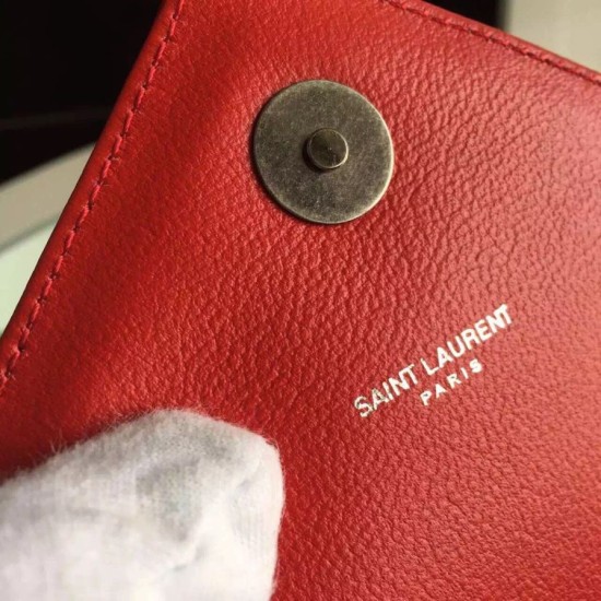 Replica Saint Laurent Medium Monogram College Bag in Red Goatskin