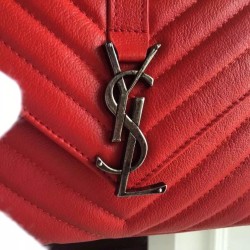Replica Saint Laurent Medium Monogram College Bag in Red Goatskin