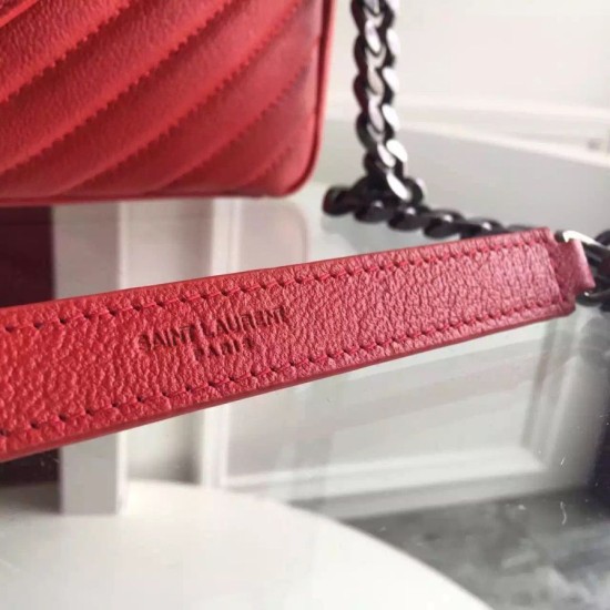 Replica Saint Laurent Medium Monogram College Bag in Red Goatskin