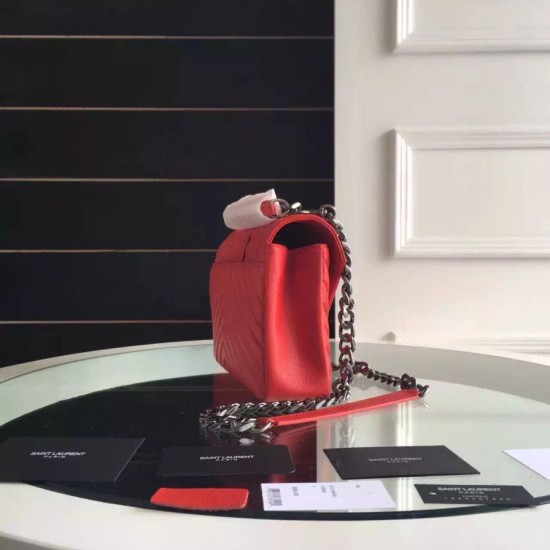 Replica Saint Laurent Medium Monogram College Bag in Red Goatskin