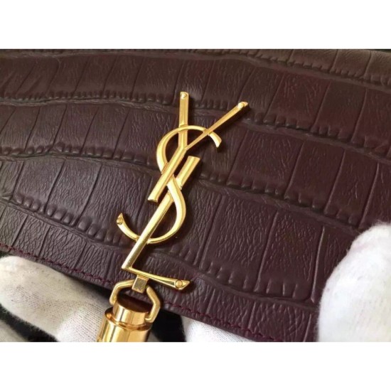 Fake Saint Laurent Medium Monogramme Tassel Bag In Bordeaux Crocodile Calfskin Replica Replica Saint Laurent Medium Monogramme Tassel Bag In Bordeaux Crocodile Calfskin