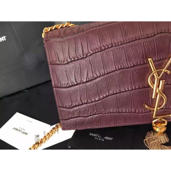 Fake Saint Laurent Medium Monogramme Tassel Bag In Bordeaux Crocodile Calfskin Replica Replica Saint Laurent Medium Monogramme Tassel Bag In Bordeaux Crocodile Calfskin