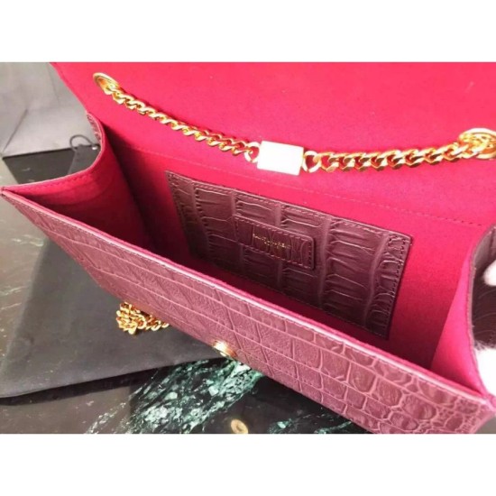 Fake Saint Laurent Medium Monogramme Tassel Bag In Bordeaux Crocodile Calfskin Replica Replica Saint Laurent Medium Monogramme Tassel Bag In Bordeaux Crocodile Calfskin
