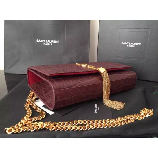 Fake Saint Laurent Medium Monogramme Tassel Bag In Bordeaux Crocodile Calfskin Replica Replica Saint Laurent Medium Monogramme Tassel Bag In Bordeaux Crocodile Calfskin