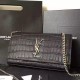 Replica Saint Laurent Medium Satchel Bag In Black Crocodile Calfskin