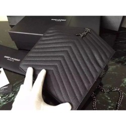 Replica Saint Laurent So Black Chain Wallet In Grained Leather